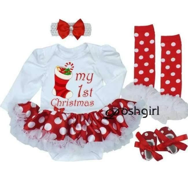 Newborn Christmas Clothes Baby Girls Clothing Set My First Christmas Baby Clothes Set Ruffle Tutu Dress New Born Baby Clothing