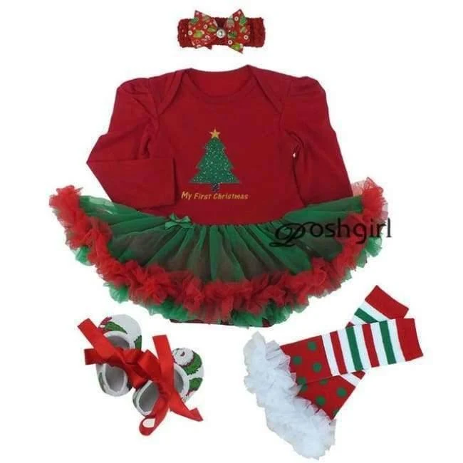 Newborn Christmas Clothes Baby Girls Clothing Set My First Christmas Baby Clothes Set Ruffle Tutu Dress New Born Baby Clothing