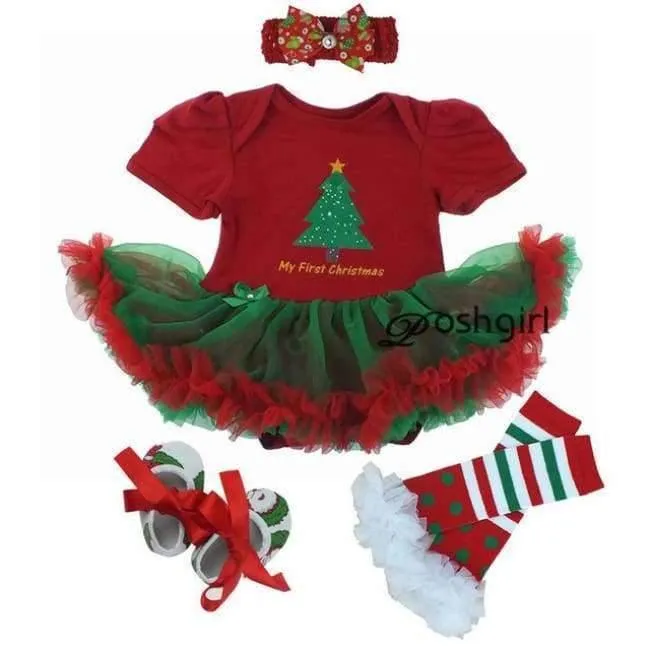 Newborn Christmas Clothes Baby Girls Clothing Set My First Christmas Baby Clothes Set Ruffle Tutu Dress New Born Baby Clothing