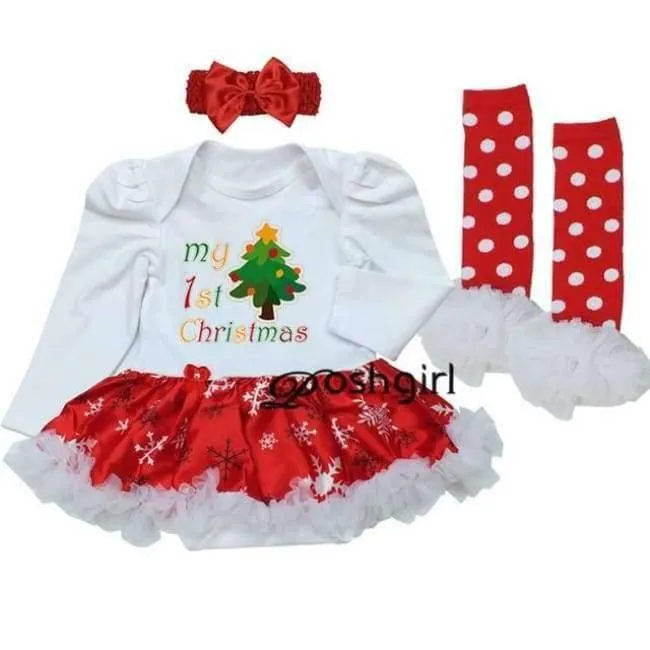 Newborn Christmas Clothes Baby Girls Clothing Set My First Christmas Baby Clothes Set Ruffle Tutu Dress New Born Baby Clothing