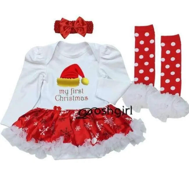 Newborn Christmas Clothes Baby Girls Clothing Set My First Christmas Baby Clothes Set Ruffle Tutu Dress New Born Baby Clothing