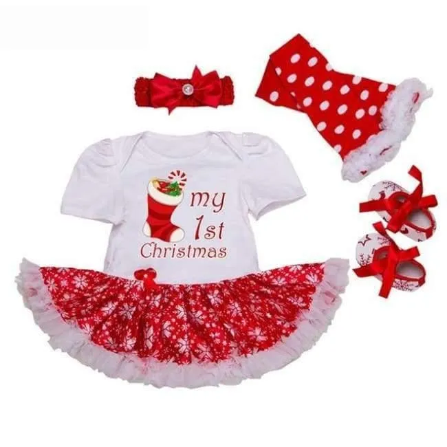 Newborn Christmas Clothes Baby Girls Clothing Set My First Christmas Baby Clothes Set Ruffle Tutu Dress New Born Baby Clothing