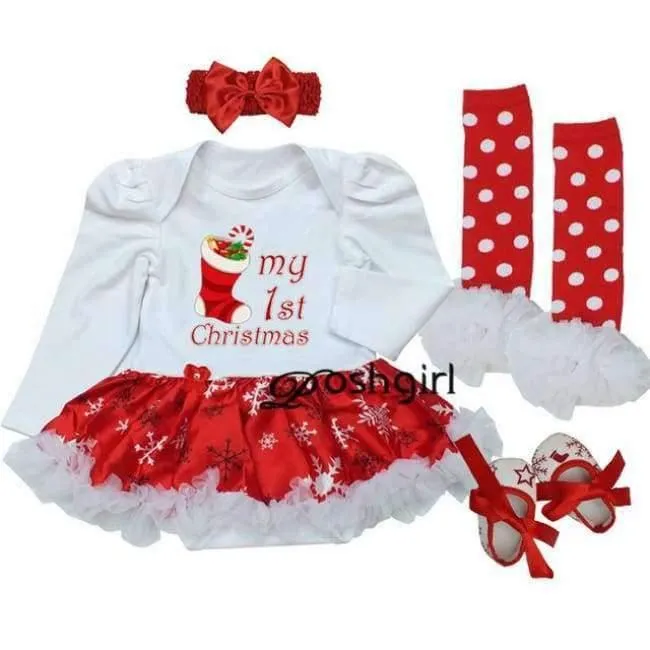 Newborn Christmas Clothes Baby Girls Clothing Set My First Christmas Baby Clothes Set Ruffle Tutu Dress New Born Baby Clothing