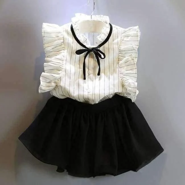 Girls Dress Brand Kids Clothes White Cartoon Short Sleeve T-Shirt+Veil Dress 2Pcs baby girl clothes for 2-6Y