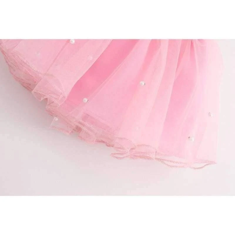 Girls Dress Brand Kids Clothes White Cartoon Short Sleeve T-Shirt+Veil Dress 2Pcs baby girl clothes for 2-6Y