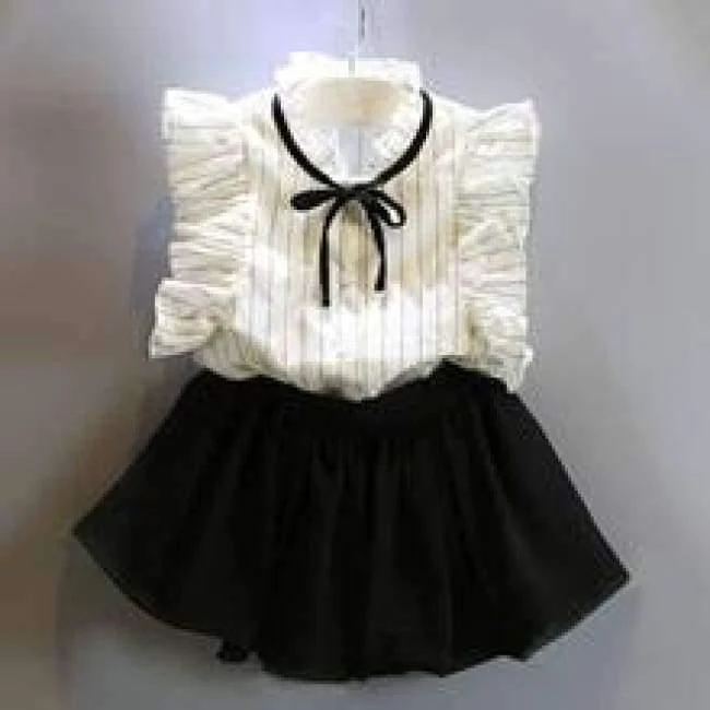 Girls Dress Brand Kids Clothes White Cartoon Short Sleeve T-Shirt+Veil Dress 2Pcs baby girl clothes for 2-6Y