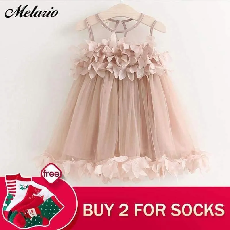 Sweet Princess Dress Baby Kids Girls Clothing Wedding Party Dresses Children Clothing Pink Applique