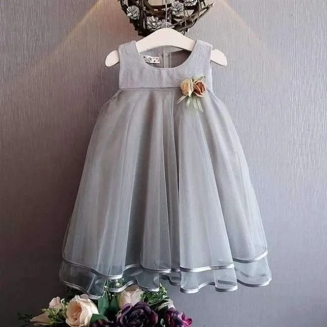 Sweet Princess Dress Baby Kids Girls Clothing Wedding Party Dresses Children Clothing Pink Applique