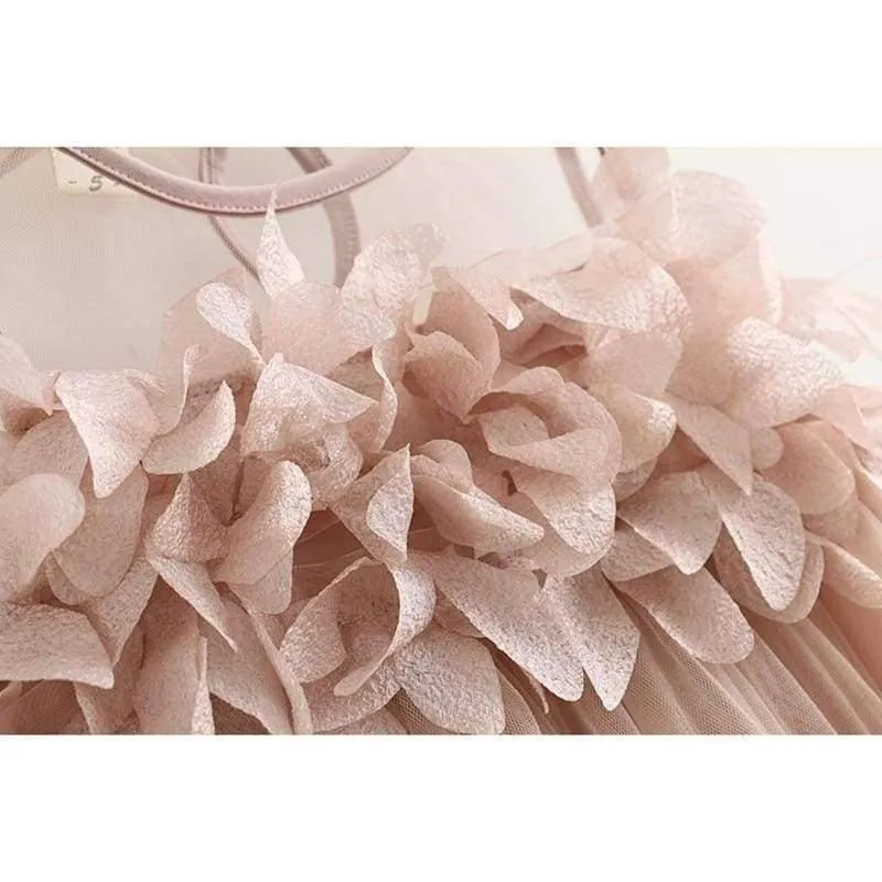 Sweet Princess Dress Baby Kids Girls Clothing Wedding Party Dresses Children Clothing Pink Applique