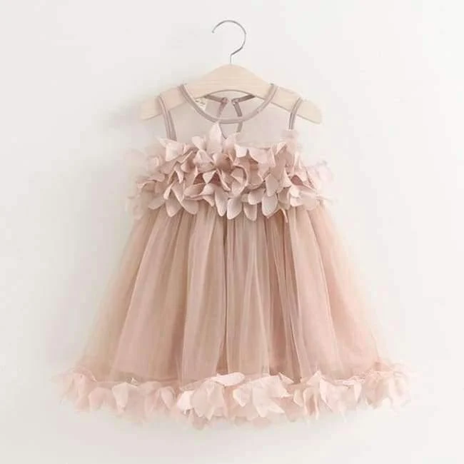 Sweet Princess Dress Baby Kids Girls Clothing Wedding Party Dresses Children Clothing Pink Applique