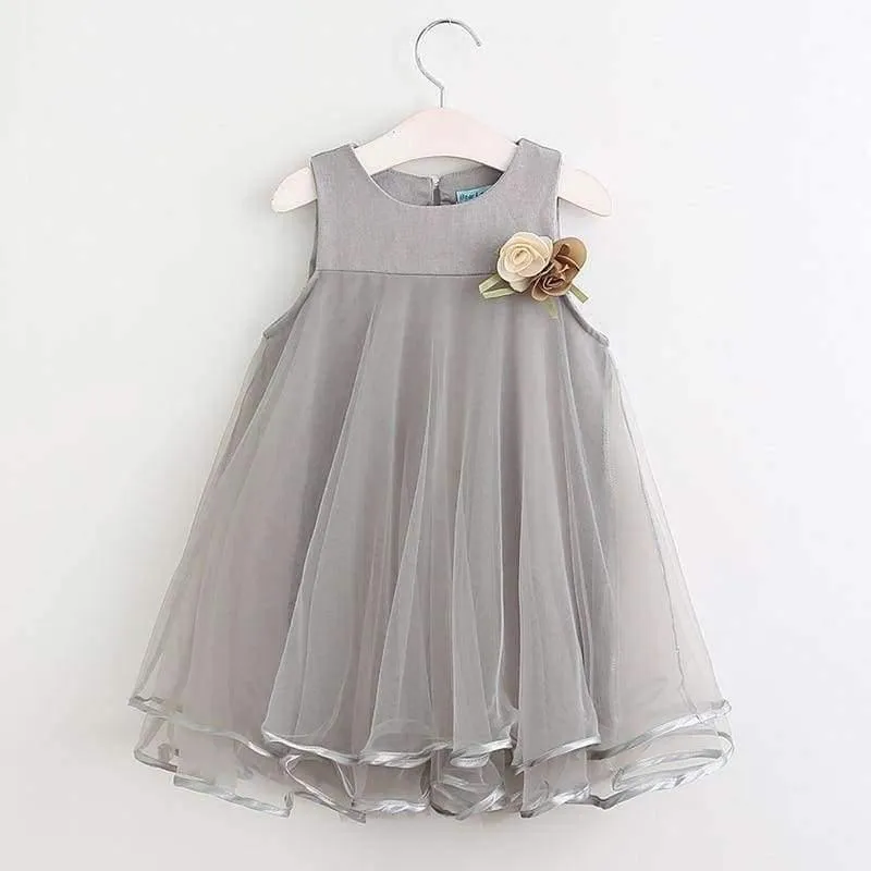 Sweet Princess Dress Baby Kids Girls Clothing Wedding Party Dresses Children Clothing Pink Applique