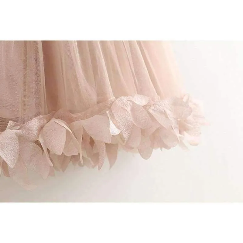 Sweet Princess Dress Baby Kids Girls Clothing Wedding Party Dresses Children Clothing Pink Applique