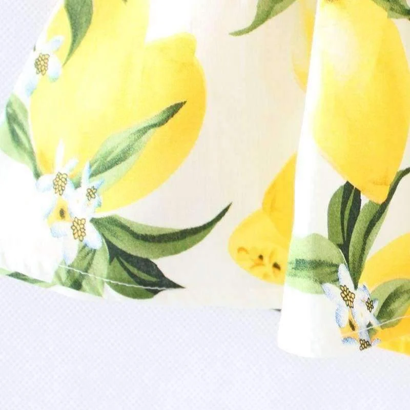Summer Fly Sleeve Sundress Lemon Pattern Baby Girls Dresses Fashion Children Clothes Christmas Gifts
