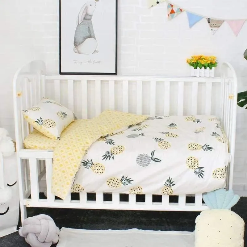 3Pcs Baumwolle Krippe Bettwäsche Kit Für Jungen Mädchen Cartoon Baby Bettwäsche Set Enthält Kissenbezug Bettlaken Bettbezug Ohne Füllstoff