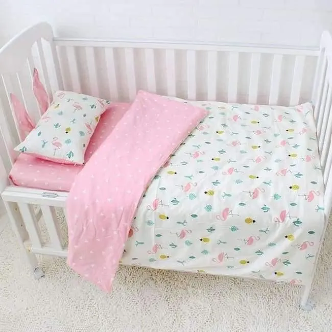 3pcs set Reine Baumwolle Baby Bettwäsche Set Elefanten Muster Baby Bettwäsche Für Mädchen Einschließlich Bettbezug Kissenbezug Flaches Blatt