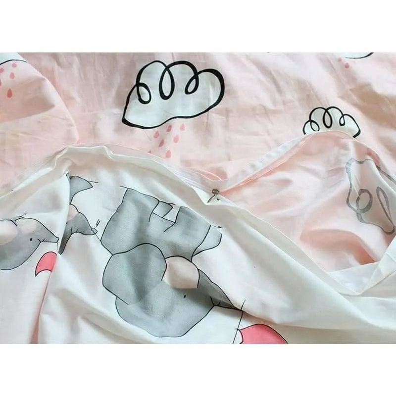3pcs set Reine Baumwolle Baby Bettwäsche Set Elefanten Muster Baby Bettwäsche Für Mädchen Einschließlich Bettbezug Kissenbezug Flaches Blatt