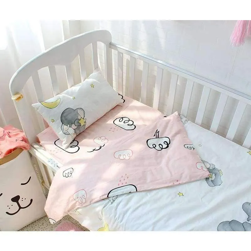 3pcs set Reine Baumwolle Baby Bettwäsche Set Elefanten Muster Baby Bettwäsche Für Mädchen Einschließlich Bettbezug Kissenbezug Flaches Blatt