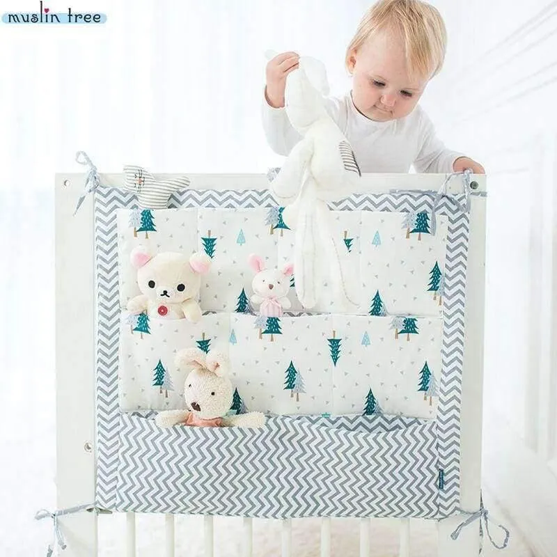 Bett hängen Aufbewahrungstasche Babybett Bett Marke Baby Baumwolle Crib Organizer 50 * 60cm Spielzeug Windeltasche für Kinderbett Bettwäsche Set
