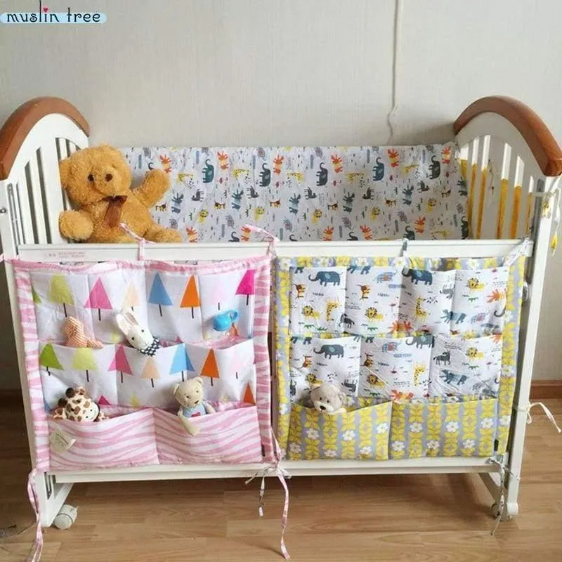 Bett hängen Aufbewahrungstasche Babybett Bett Marke Baby Baumwolle Crib Organizer 50 * 60cm Spielzeug Windeltasche für Kinderbett Bettwäsche Set