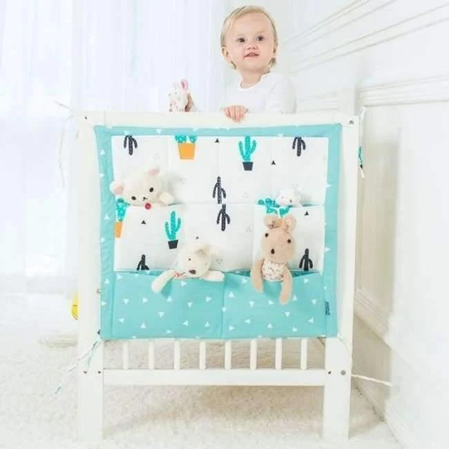Bett hängen Aufbewahrungstasche Babybett Bett Marke Baby Baumwolle Crib Organizer 50 * 60cm Spielzeug Windeltasche für Kinderbett Bettwäsche Set