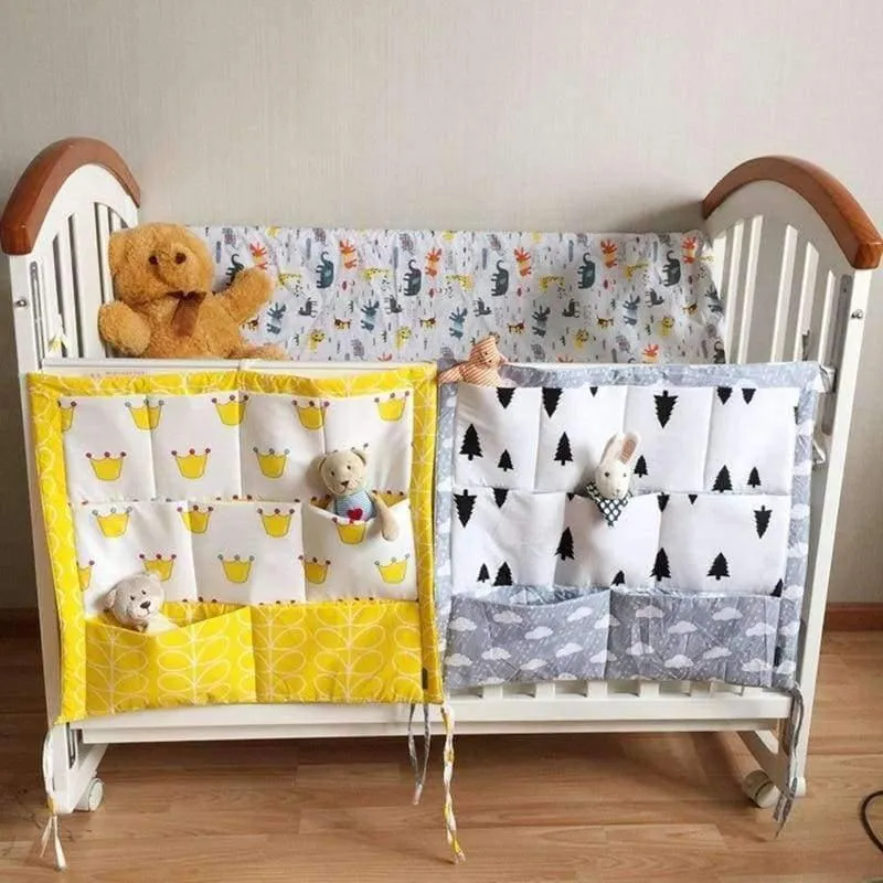 Bett hängen Aufbewahrungstasche Babybett Bett Marke Baby Baumwolle Crib Organizer 50 * 60cm Spielzeug Windeltasche für Kinderbett Bettwäsche Set