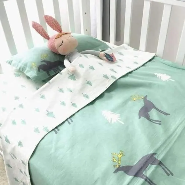3Pcs Babybettwäscheset Kinderbettwäscheset aus Baumwolle Einschließlich Bettbezug + Kissenbezug + Bettwäsche für den Kindergarten