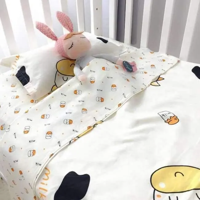 3Pcs Babybettwäscheset Kinderbettwäscheset aus Baumwolle Einschließlich Bettbezug + Kissenbezug + Bettwäsche für den Kindergarten