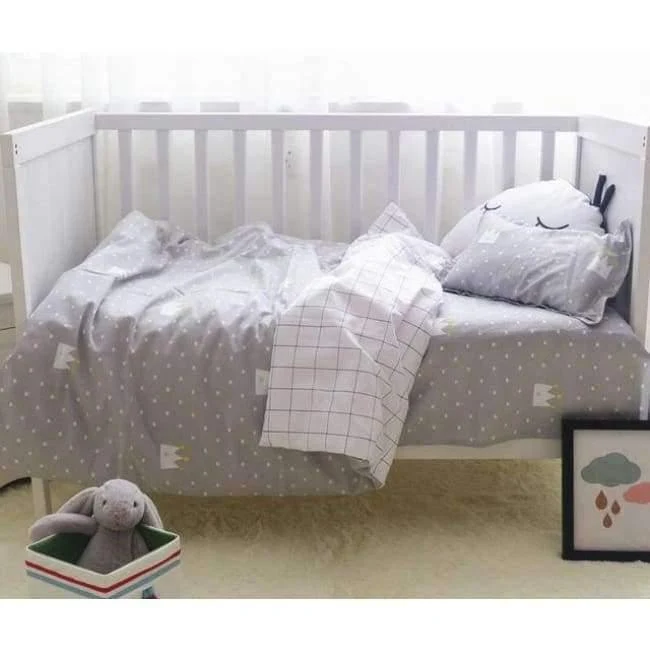 3Pcs Babybettwäscheset Kinderbettwäscheset aus Baumwolle Einschließlich Bettbezug + Kissenbezug + Bettwäsche für den Kindergarten