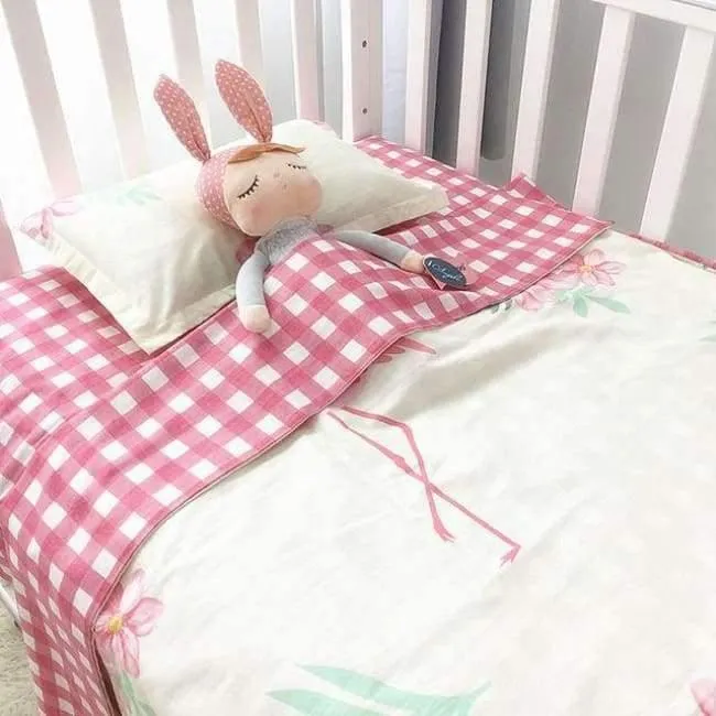 3Pcs Babybettwäscheset Kinderbettwäscheset aus Baumwolle Einschließlich Bettbezug + Kissenbezug + Bettwäsche für den Kindergarten