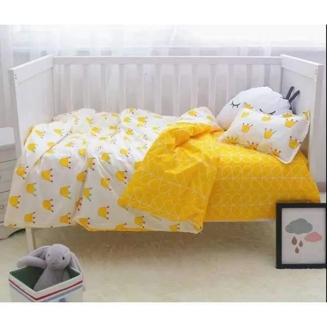 3Pcs Babybettwäscheset Kinderbettwäscheset aus Baumwolle Einschließlich Bettbezug + Kissenbezug + Bettwäsche für den Kindergarten