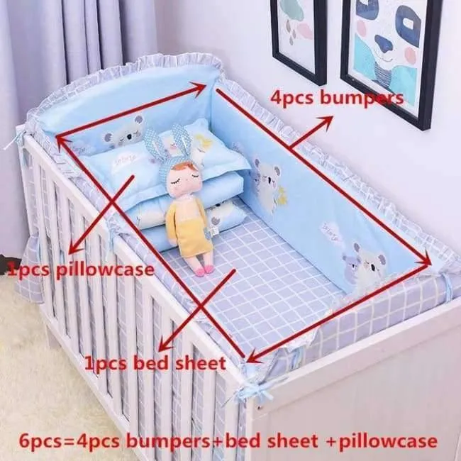 6pcs / set Blau Universum Design Krippe Bettwäsche Set Baumwolle Kleinkind Baby-bettwäsche Enthalten Babybett Stoßstangen Bettlaken kissenbezug