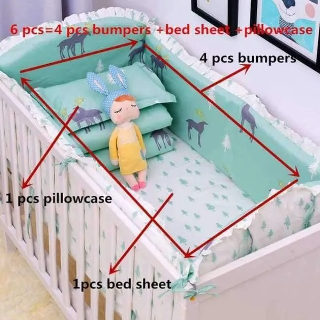 6pcs / set Blau Universum Design Krippe Bettwäsche Set Baumwolle Kleinkind Baby-bettwäsche Enthalten Babybett Stoßstangen Bettlaken kissenbezug