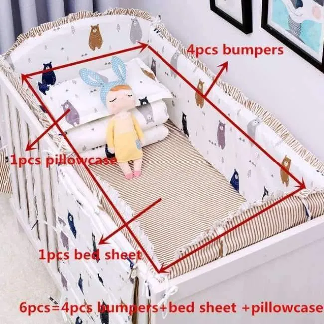 6pcs / set Blau Universum Design Krippe Bettwäsche Set Baumwolle Kleinkind Baby-bettwäsche Enthalten Babybett Stoßstangen Bettlaken kissenbezug