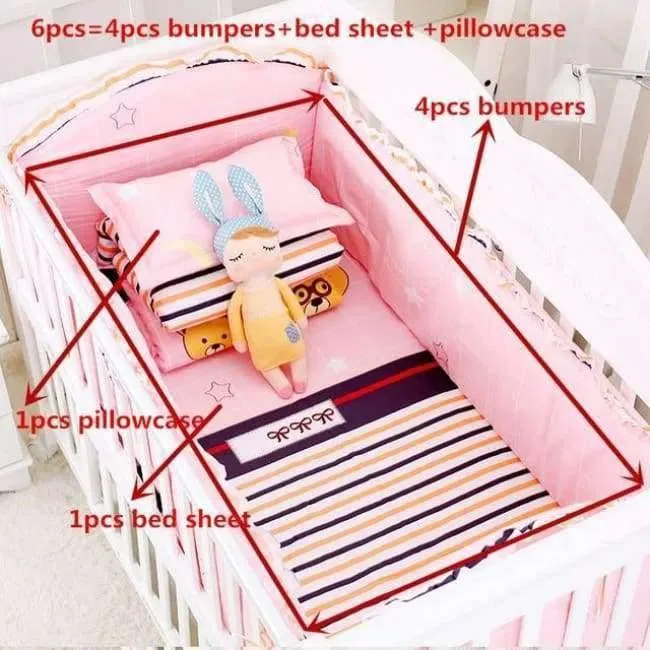 6pcs / set Blau Universum Design Krippe Bettwäsche Set Baumwolle Kleinkind Baby-bettwäsche Enthalten Babybett Stoßstangen Bettlaken kissenbezug