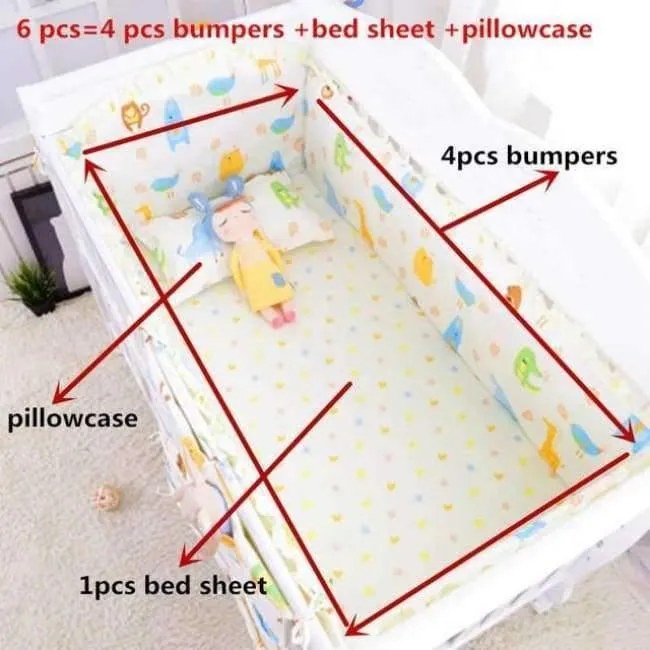 6pcs / set Blau Universum Design Krippe Bettwäsche Set Baumwolle Kleinkind Baby-bettwäsche Enthalten Babybett Stoßstangen Bettlaken kissenbezug