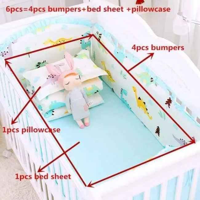 6pcs / set Blau Universum Design Krippe Bettwäsche Set Baumwolle Kleinkind Baby-bettwäsche Enthalten Babybett Stoßstangen Bettlaken kissenbezug