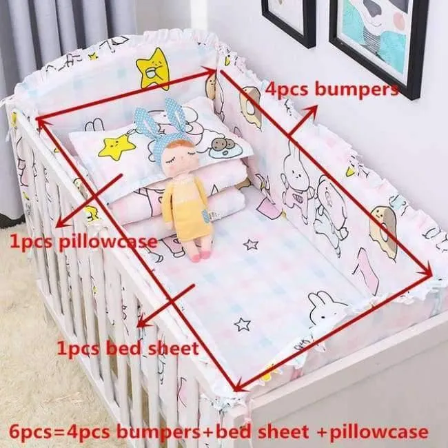6pcs / set Blau Universum Design Krippe Bettwäsche Set Baumwolle Kleinkind Baby-bettwäsche Enthalten Babybett Stoßstangen Bettlaken kissenbezug