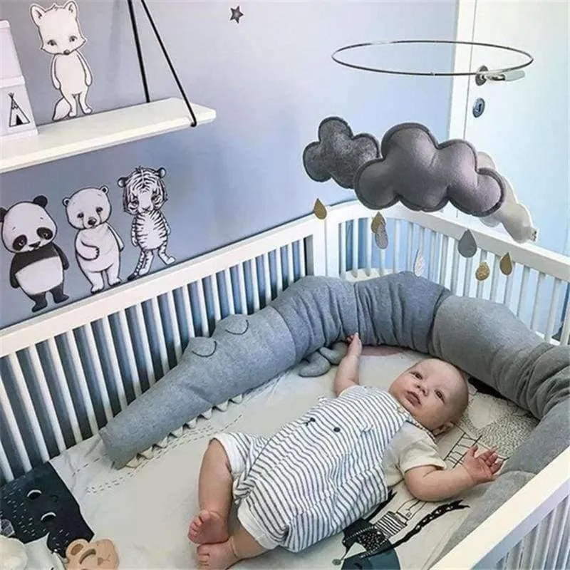 Neugeborenes Baby Bett Stoßstange 185cm Babybett Krippe Schutz Kind Baby Bettwäsche Zubehör Kinder Krokodil Kissen Kleinkind Zimmer Spielzeug