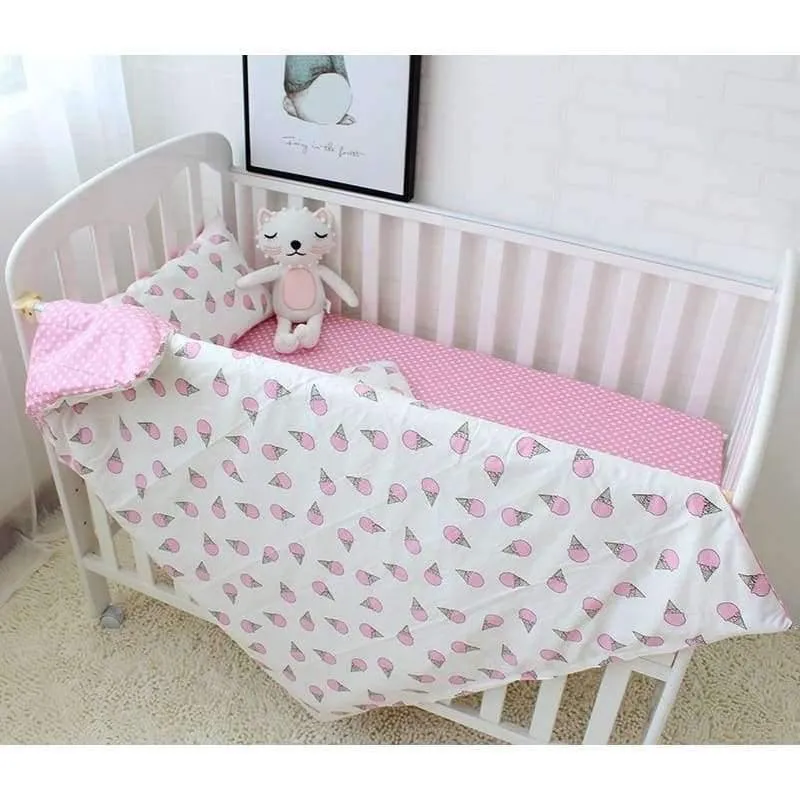 Baby Bettwäschesatz Baumwolle Weiche Atmungsaktive Krippe Kit Enthalten Bettbezug Kissenbezug Bettlaken Kein Füllstoff Nach Maß Brief Stoßstange