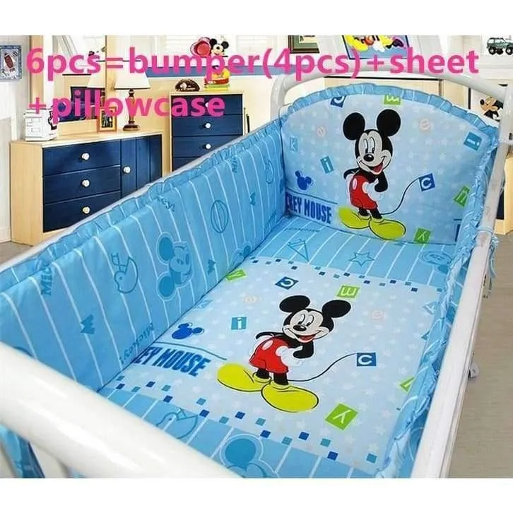 6 / 7pcs Cartoon Babybett Bettwäsche-Set Baby- / Mädchenbett Bettwäsche-Sets Ropa de Cuna, 120 * 60 / 120 * 70cm