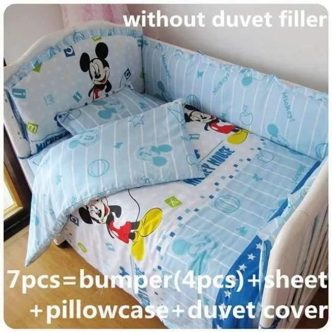 6 / 7pcs Cartoon Babybett Bettwäsche-Set Baby- / Mädchenbett Bettwäsche-Sets Ropa de Cuna, 120 * 60 / 120 * 70cm