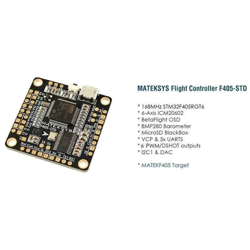 Matek F405-STD BetaFlight STM32F405 Flight Controller Eingebauter OSD-Inverter für RC Multirotor FPV Racing Drone Ersatzteile