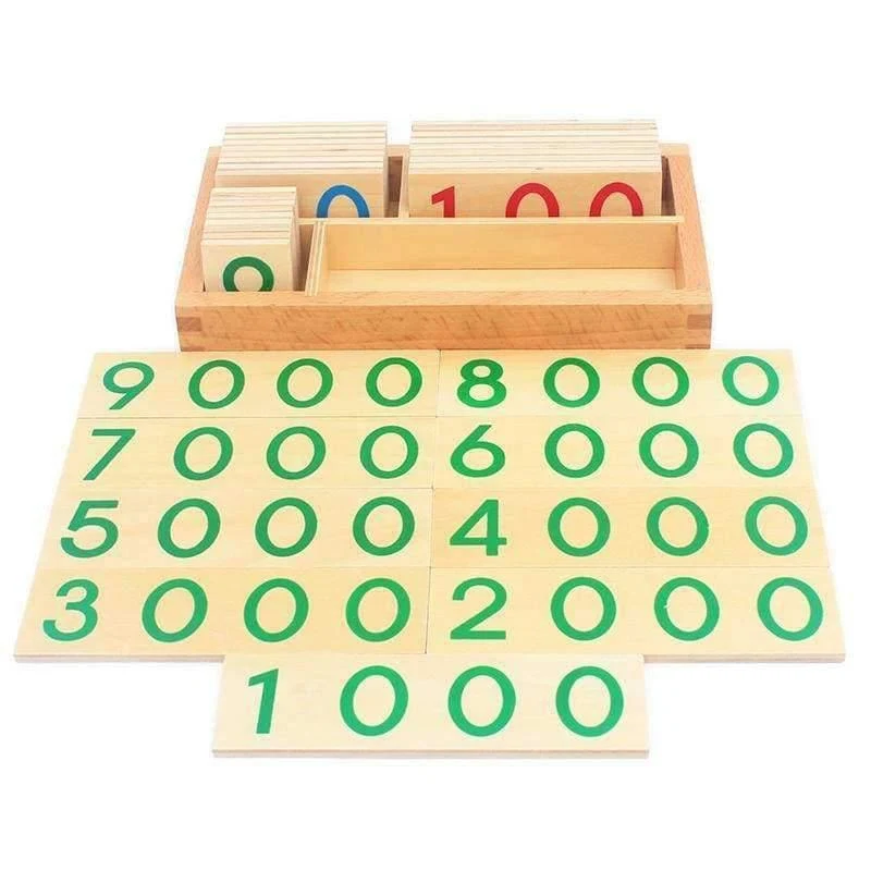 Kinder Holz Montessori Anzahl Digital 1-9000 Karten Spielzeug Für Studenten Lernen Kleine Größe Pädagogisches Frühes Lernspielzeug