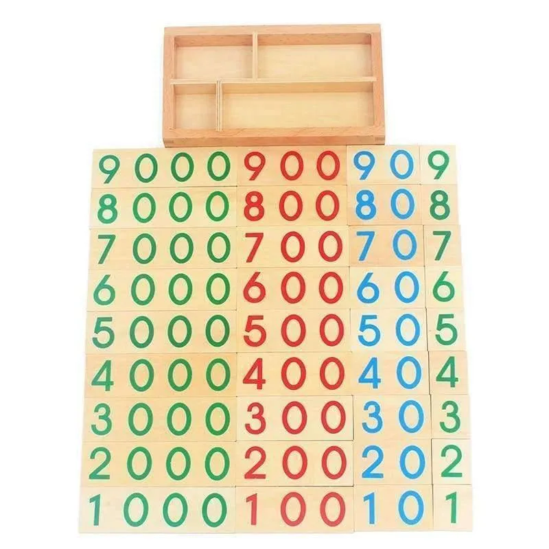 Kinder Holz Montessori Anzahl Digital 1-9000 Karten Spielzeug Für Studenten Lernen Kleine Größe Pädagogisches Frühes Lernspielzeug