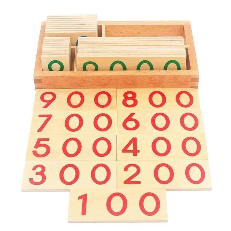 Kinder Holz Montessori Anzahl Digital 1-9000 Karten Spielzeug Für Studenten Lernen Kleine Größe Pädagogisches Frühes Lernspielzeug
