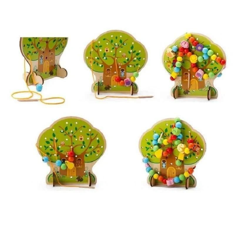 Montessori Lernen Bildung Holz Spielzeug Cartoon obst baum Obst Perlen Pädagogisches Spielzeug Für Kinder Geburtstag geschenk
