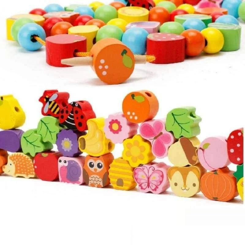 Montessori Lernen Bildung Holz Spielzeug Cartoon obst baum Obst Perlen Pädagogisches Spielzeug Für Kinder Geburtstag geschenk