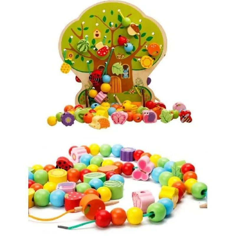Montessori Lernen Bildung Holz Spielzeug Cartoon obst baum Obst Perlen Pädagogisches Spielzeug Für Kinder Geburtstag geschenk