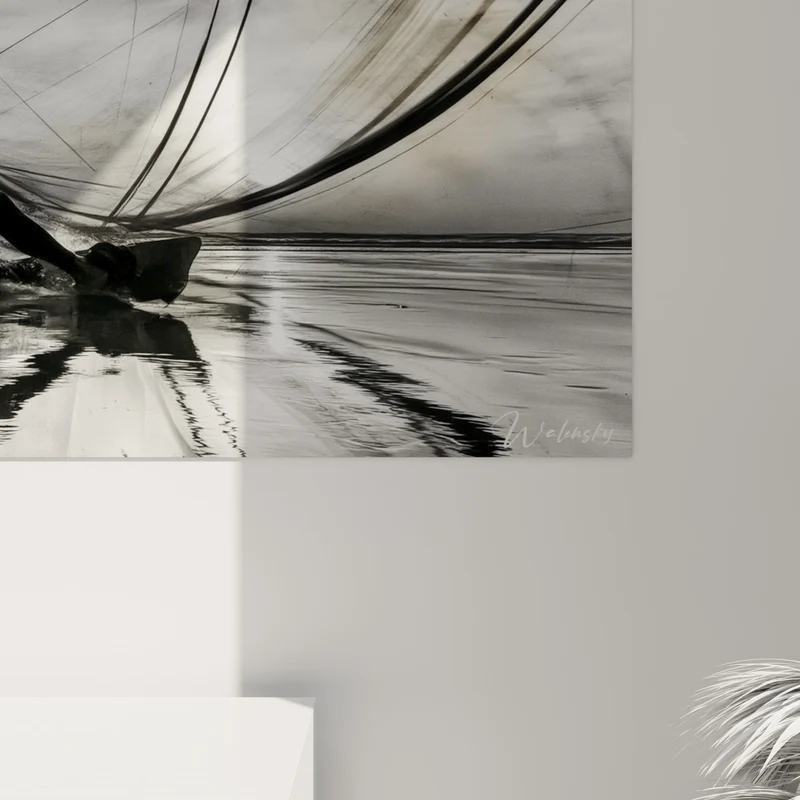 Tableau Kitesurfeur silhouette noire et grise - Glisse en tension - Edition Kite surf