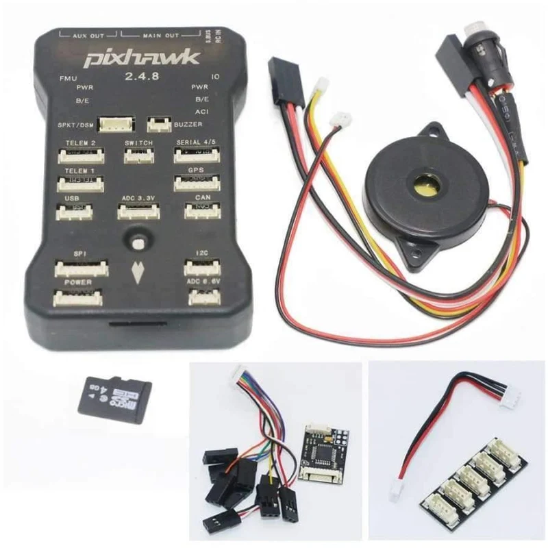 Pixhawk PX4 Autopilot PIX 2.4.8 32 Bit Flight Controller + Sicherheitsschalter + Summer 4G SD + I2C Splitter-Erweiterungsmodul + USB-Kabel